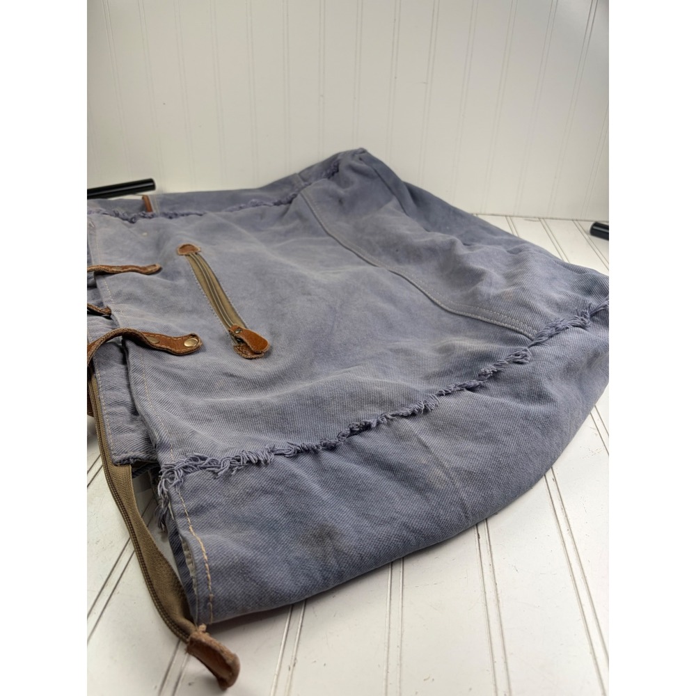 Myra Bag Beholden Blue Canvas Leather Oversized Boho Weekender Travel Bag - Picture 7 of 9